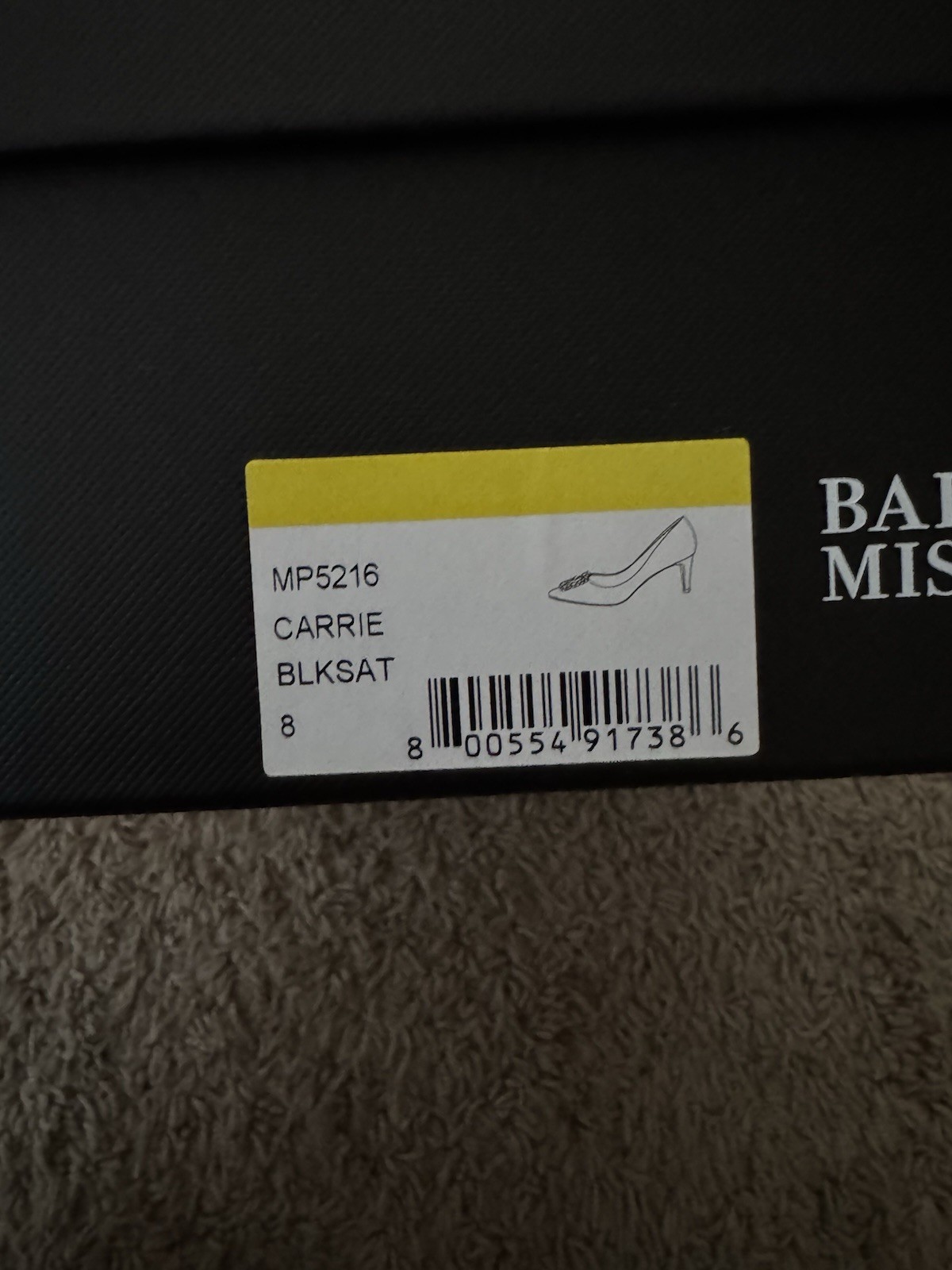 Badgley Mischka Black Satin Pointed Toe Rhinestone Slip-On Pumps US 8 MP5216
