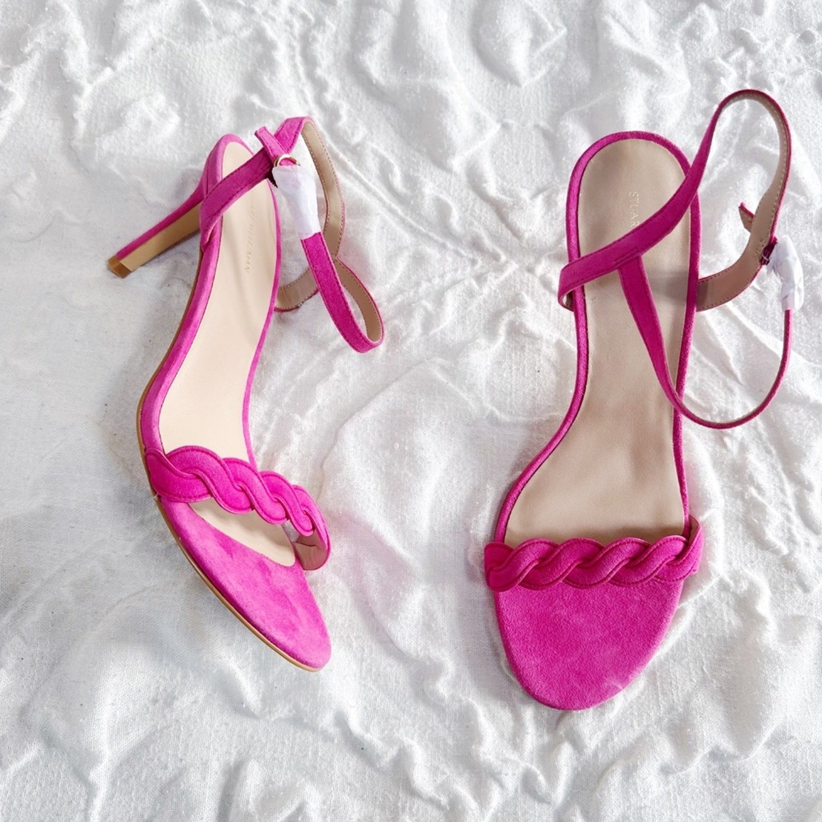 Stuart Weitzman Dancer Twistie 100 Suede Sandal In Pink Size 11.5
