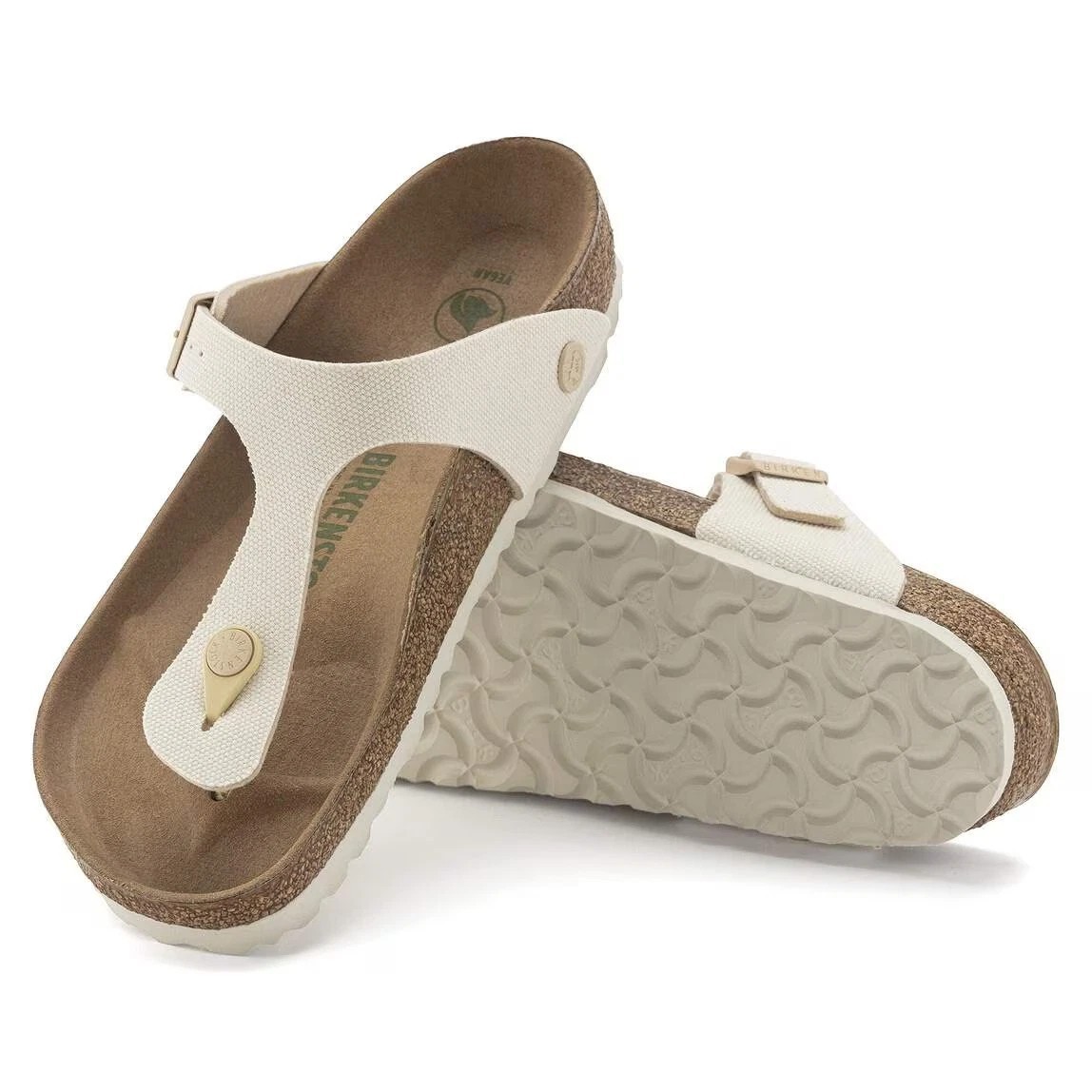Birkenstock Women’s Gizeh Vegan Canvas Eggshell Sandals 38 EU 7W/5M NWB