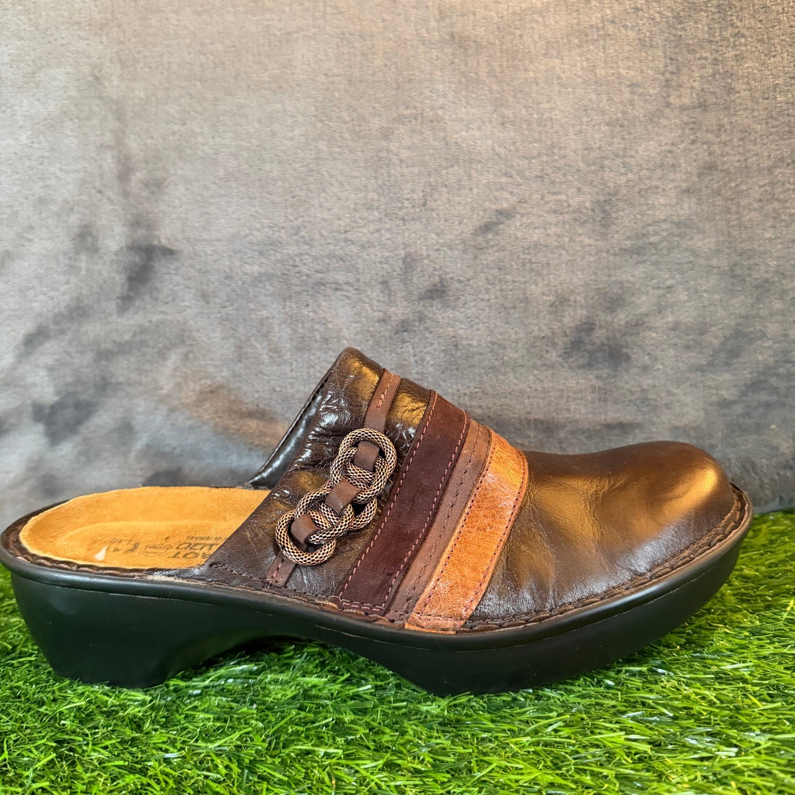 Naot Belize Leather Clogs Mules Brown Comfort Slip On Women US 10-10.5 Eu 41