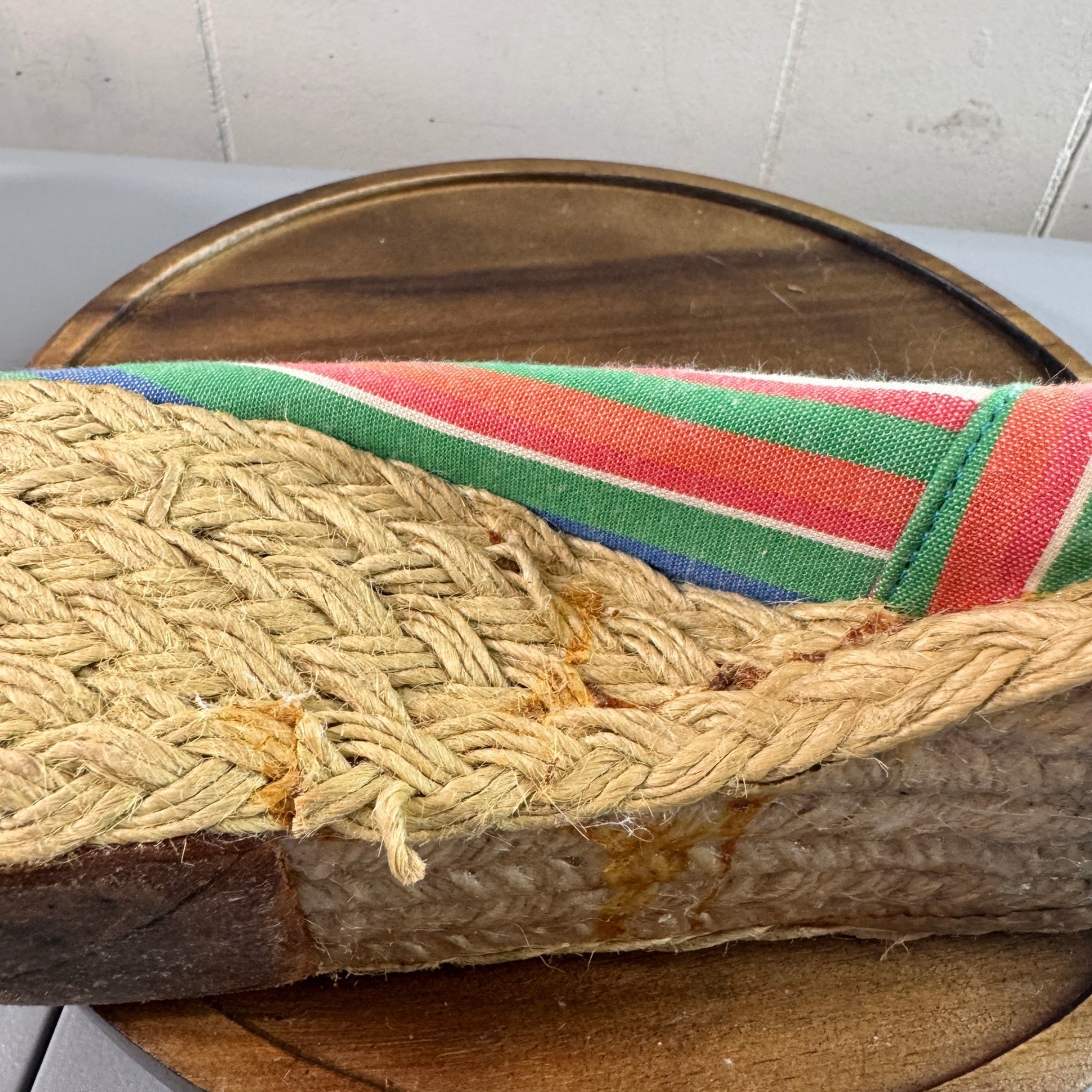 Lauren Ralph Lauren Cecilia Wedge Espadrille Womens 8.5B Multi Striped Good Jute