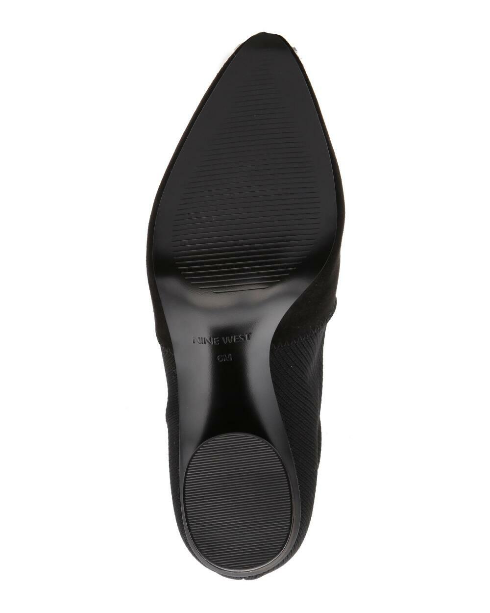 NEW NINE WEST BLACK SUEDE TEXTILE POINTY COMFORT ANKLE BOOTS SIZE 7.5 M