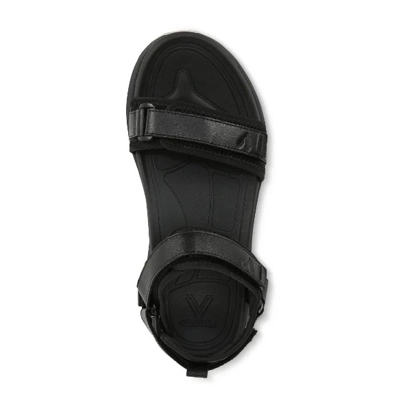 VIONIC Walk Max Wanderer Sandal Black Leather Color, New, All Size