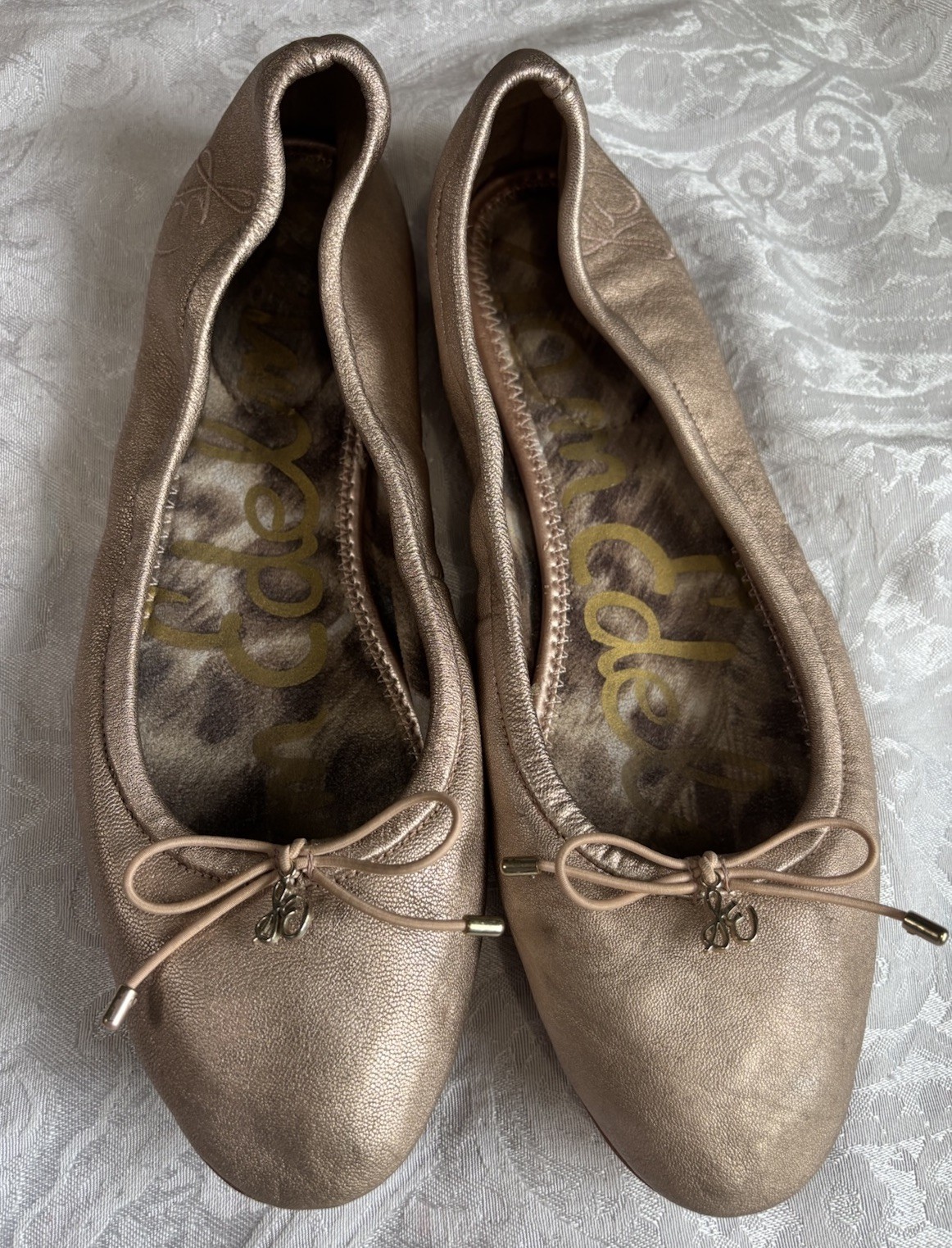 Sam Edelman Ballet Flats 8.5 Womens FELICIA Pink Champagne Color Leather VGC