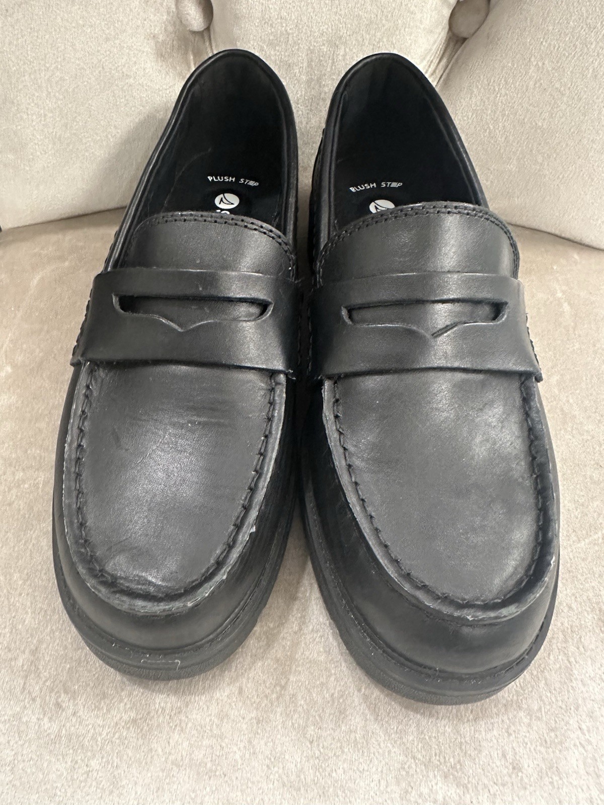 Sperry Womens 6 Wells Penny Loafers Black Lug Chunky Sole 90s Preppy College NEW