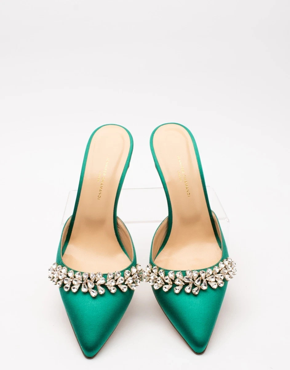 RRP€815 JENNIFER CHAMANDI Satin Mule Heels US8.5 EU38.5 NWB Made in Italy