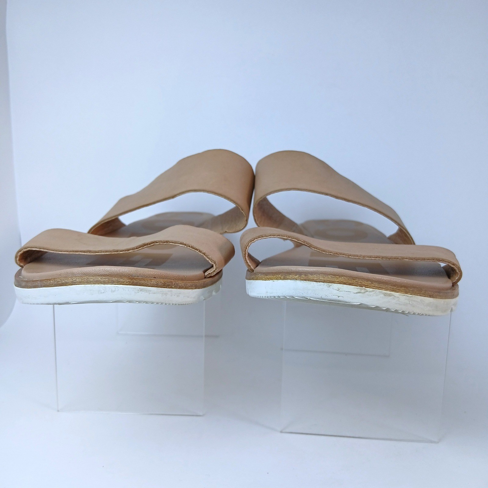 Sorel Roaming 2-Strap Slide Tan Leather Sandals Women 7.5 Butter Mom