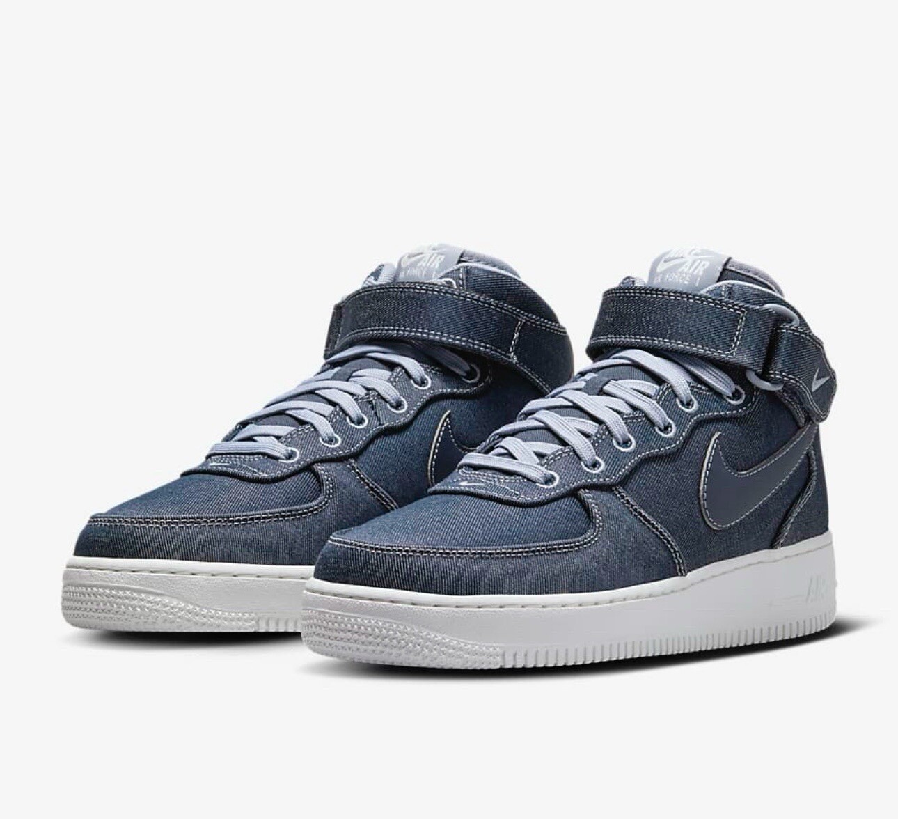New Authentic Women’s NIKE AIR FORCE 1 07 MID Dark Jean DENIM Size 7 With Box
