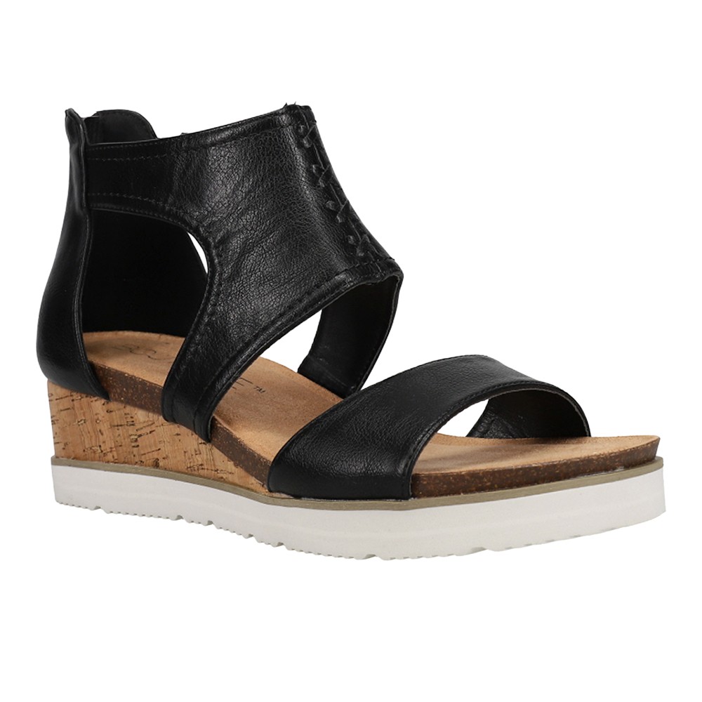 Corkys Sugar N Spice Strappy Wedge Womens Size 6 M Casual Sandals 41-0106-BLCK