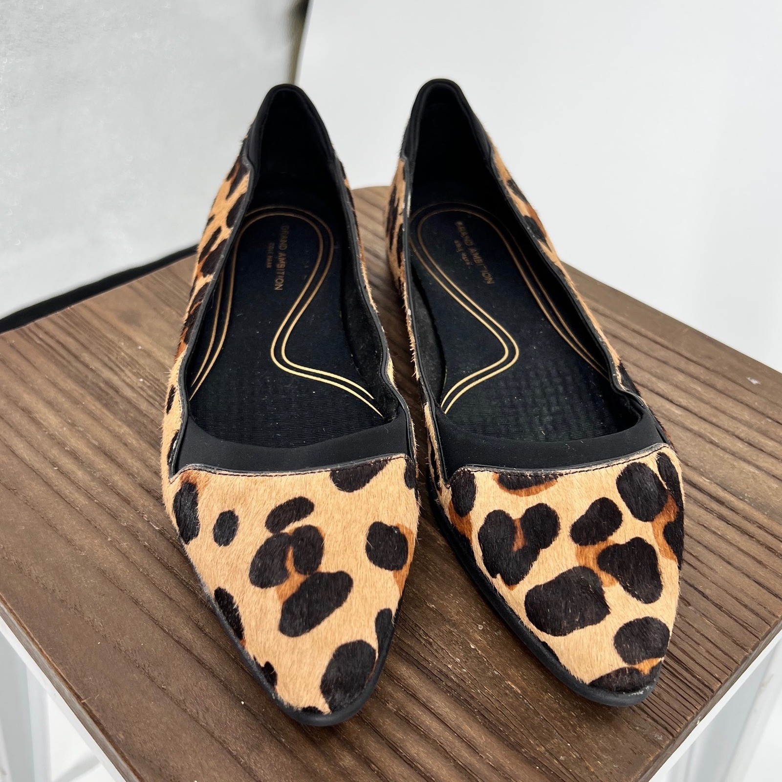 Cole Haan Grand Ambition Leopard Calf Hair Flats Women’s 9.5 B Real Fur