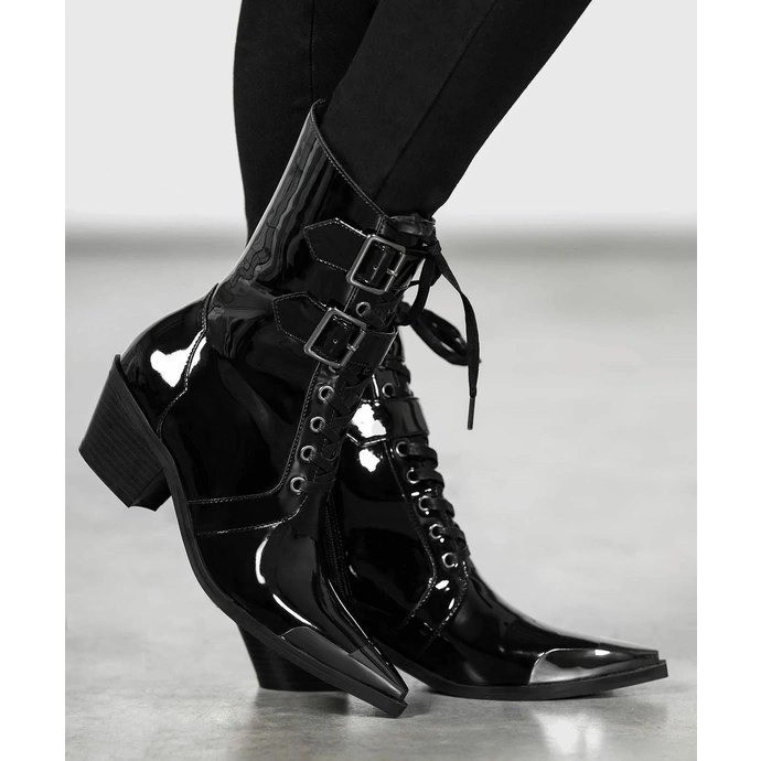 killstar Dark sin black glossy goth booties winklepickers