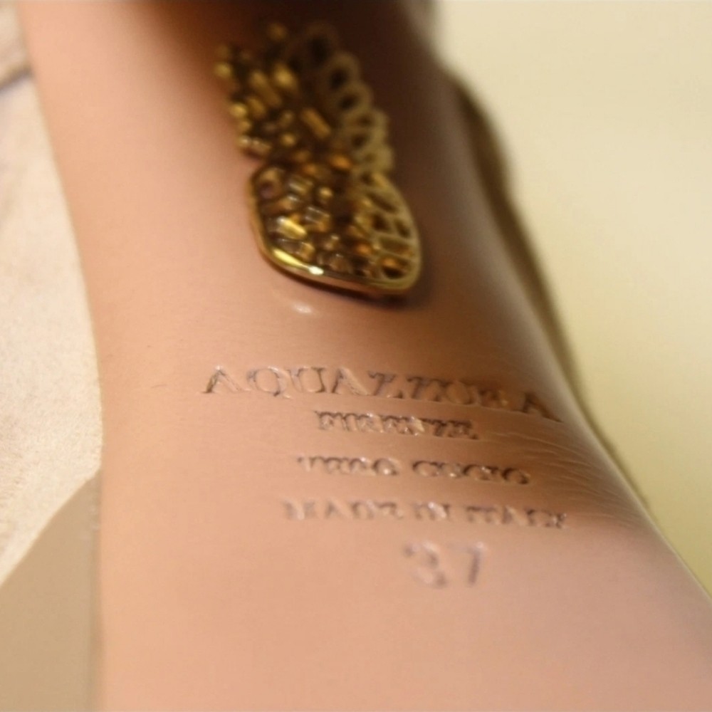Aquazzura Tan Lace-Up Platform Heels Italy Made Jac Plateau 140 7 Suede