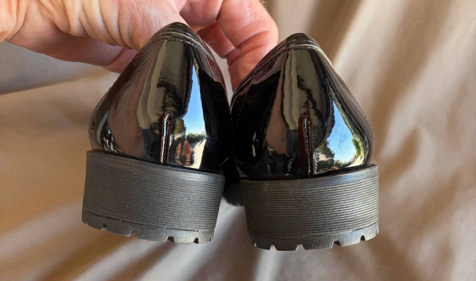 Anne Klein iflex black patent leather penny loafer heel womens 6.5 Akbenson NIB