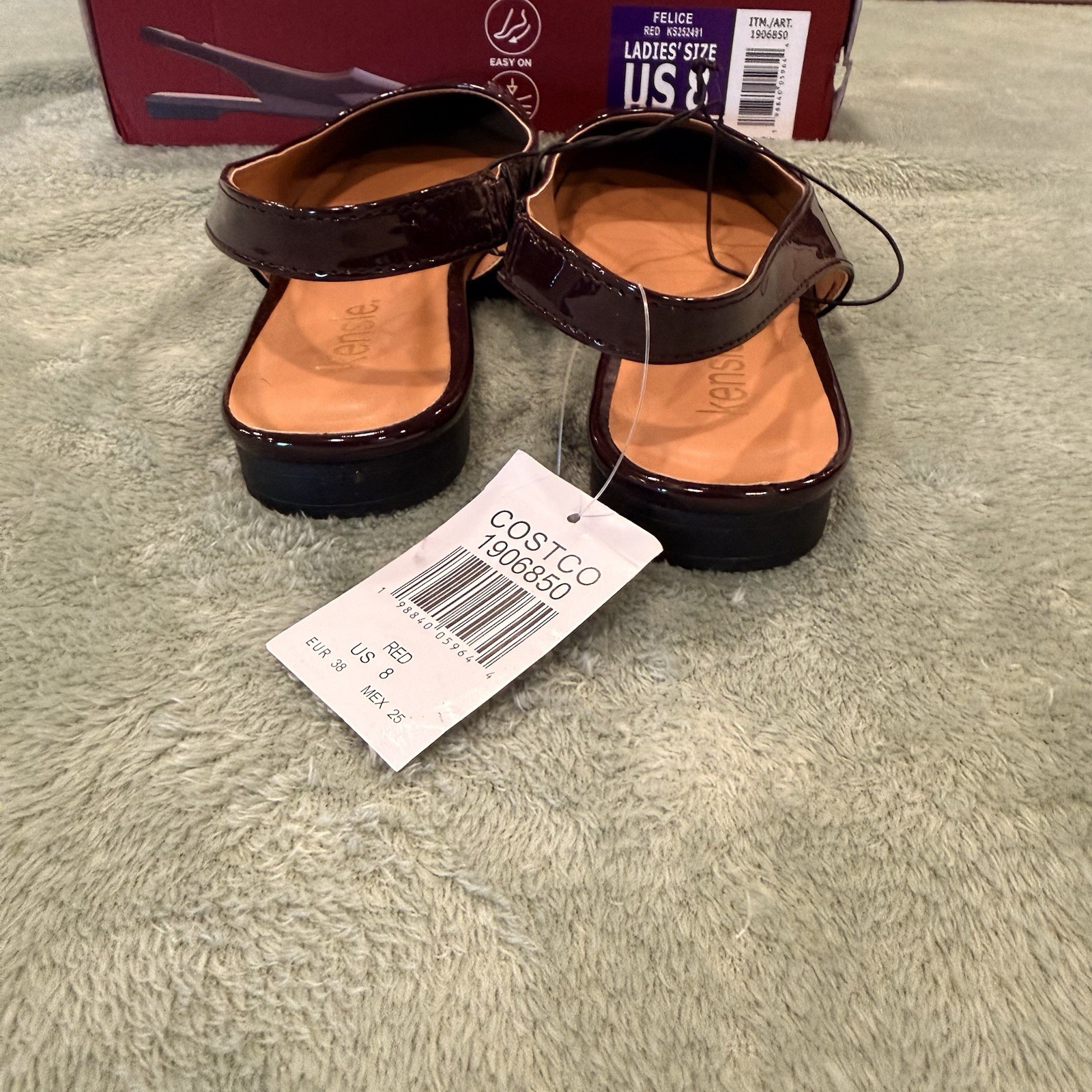 Kensie Felice Patent Slingback Flats Burgundy Red Women’s Size 8 NWT