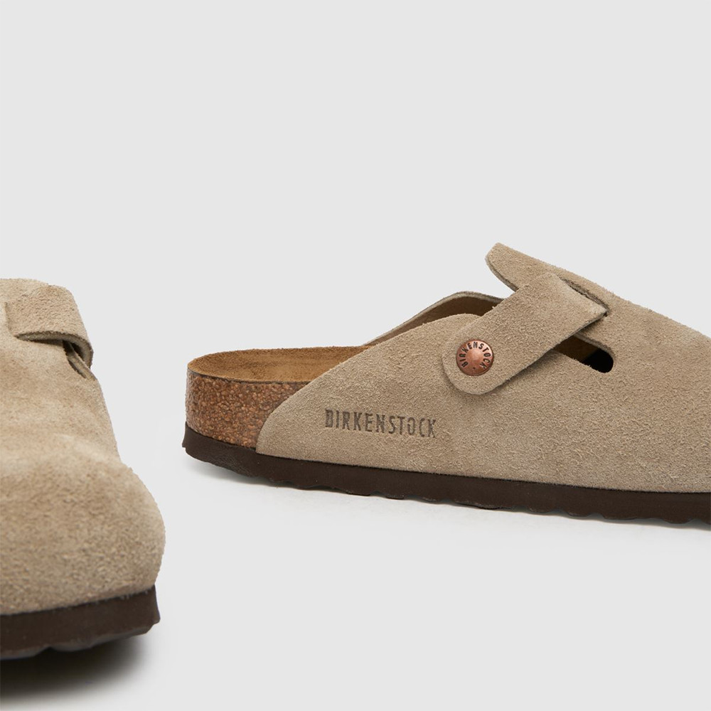 Birkenstock Boston Taupe Soft Footbed Suede Leather Clogs Women’s shoes