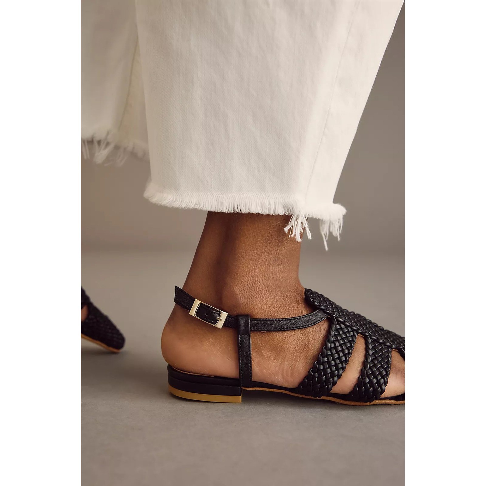 Angel Alarcon Anthropologie Fisherman Sandals Woven Leather Pointed Toe Size 38