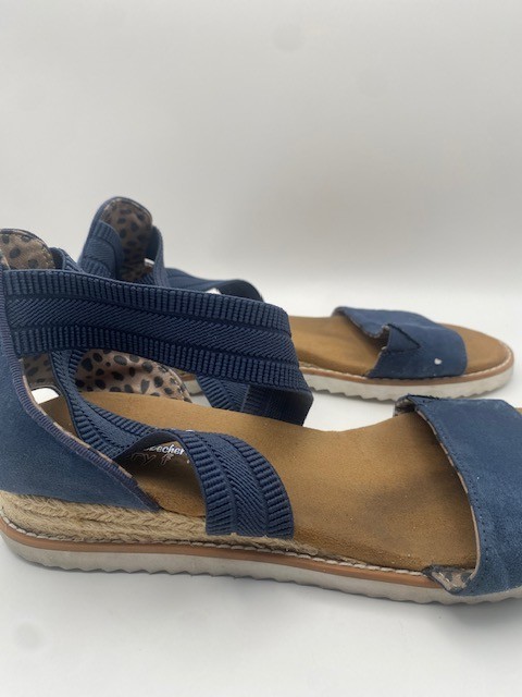 BOBS by Skechers Women’s Navy Memory Foam Slingback Sandals Espadrille Size 9