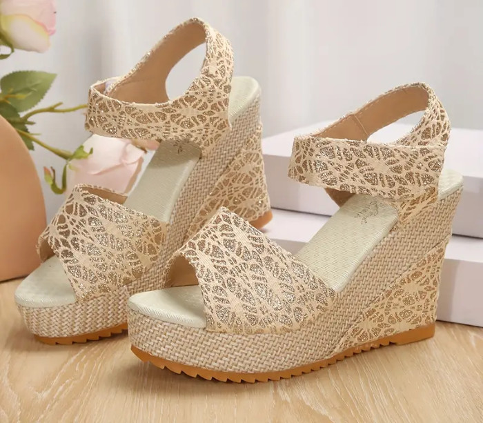 Ladies Platform Summer Espadilles Wedge Sandal Design Ivory US SIZE 8.5 EUR 41