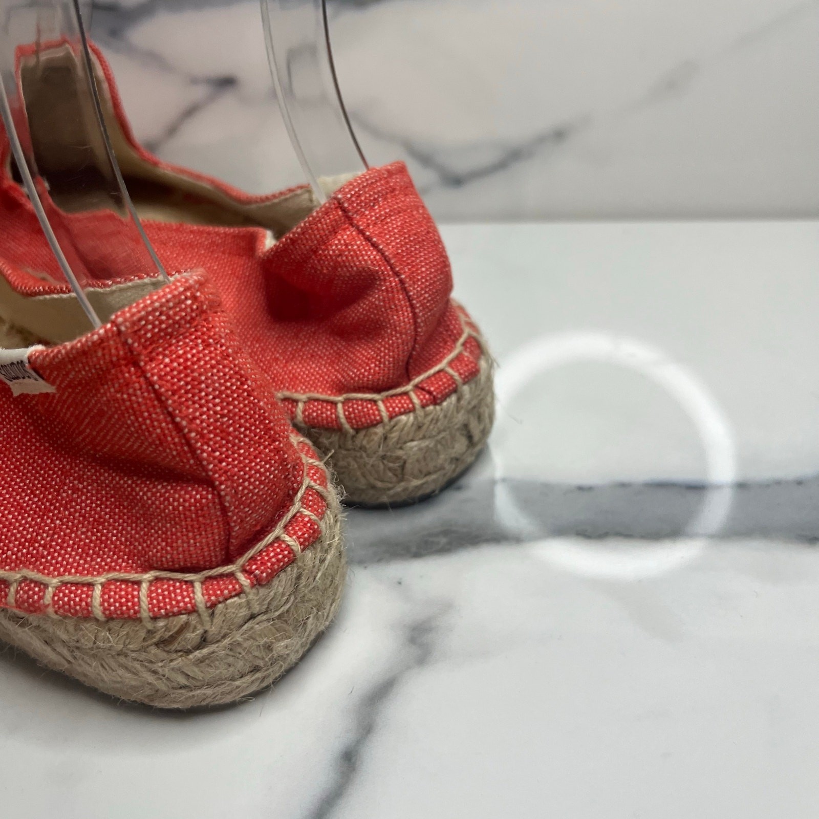 Soludos Women’s Coral Orange Beachy Espadrilles Slip-On Flats Sandals Sz 8
