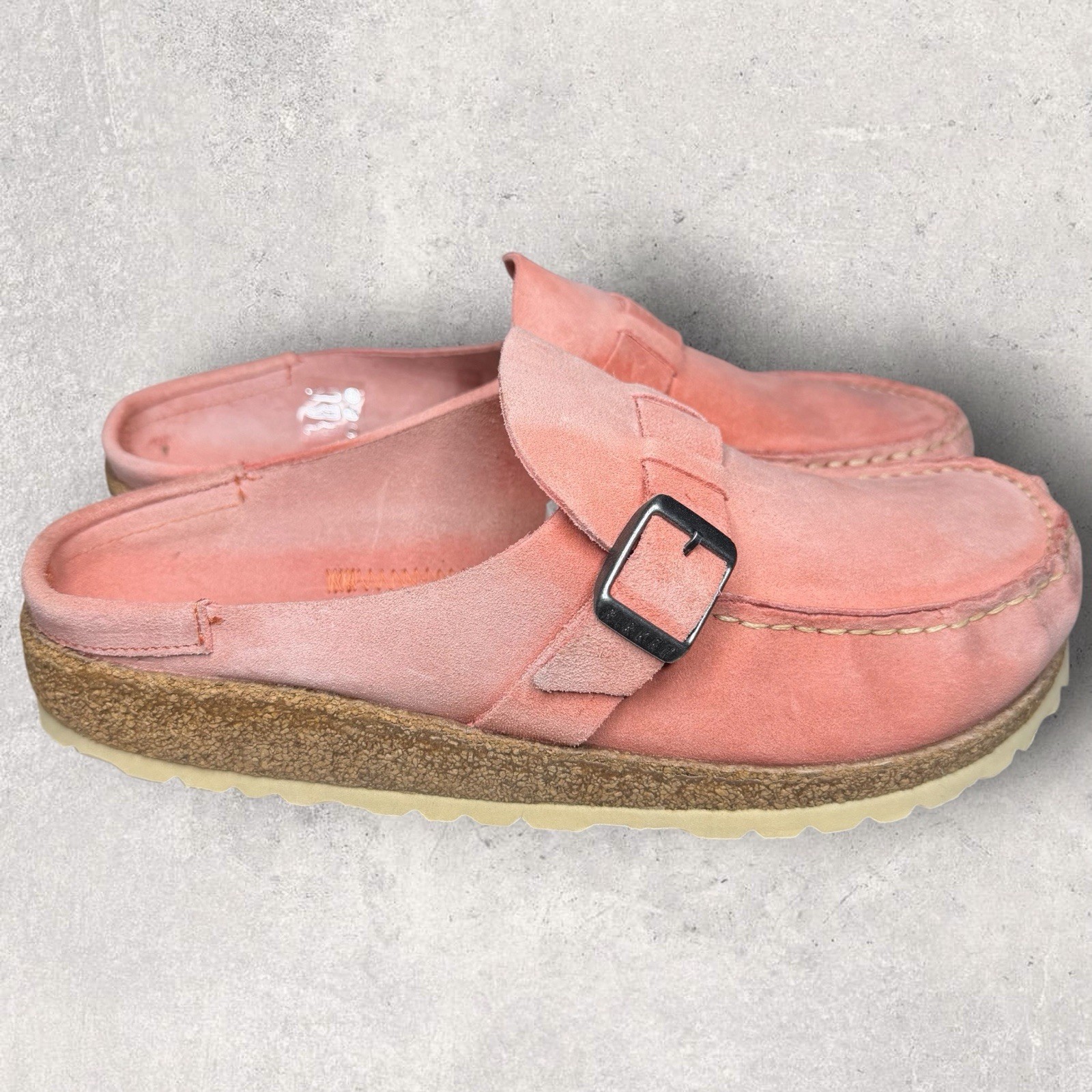 Birkenstock Buckley Women’s Pink Clay Nubuck Clog Mule Buckle Slip-On EU 38 E