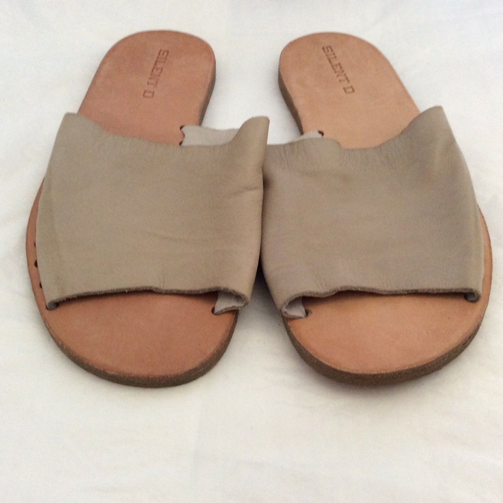 SILENT D Sample Leather Slip on Flat Sandal Size AU 6 / EU 37