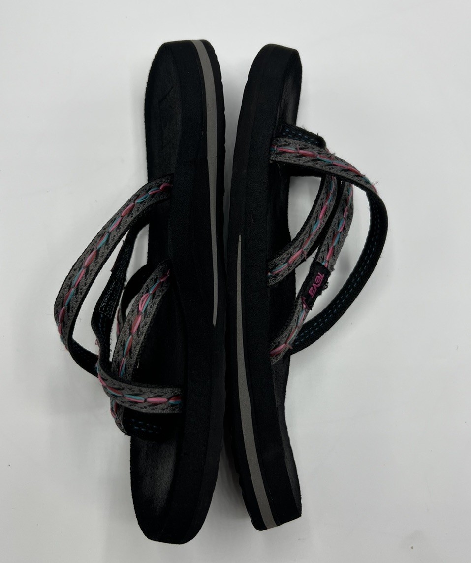 Teva Olowahu Mush Flip Flops Sandals Retro Geometric Multi 6840 Women’s Size 7