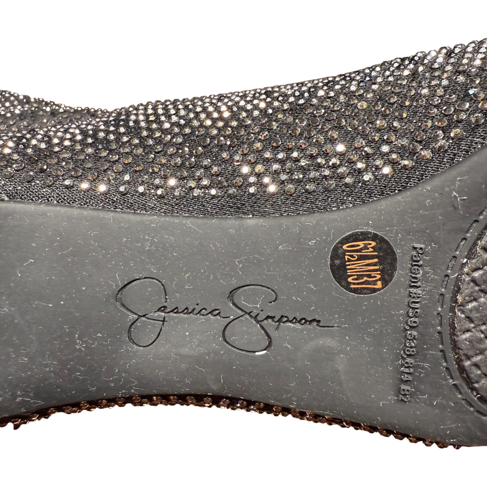 JESSICA SIMPSON Rinnah Women 37/US6.5M Rhinestone Open Toe Slouchy Booties NYE