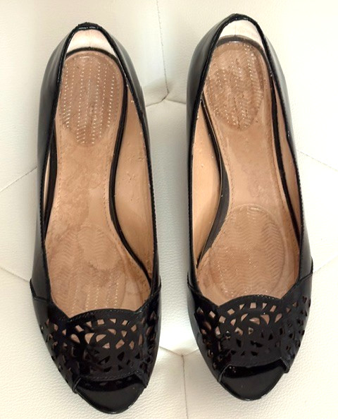 JG Evaluna Black Leather Top Shoes Open Toe Size 7.5