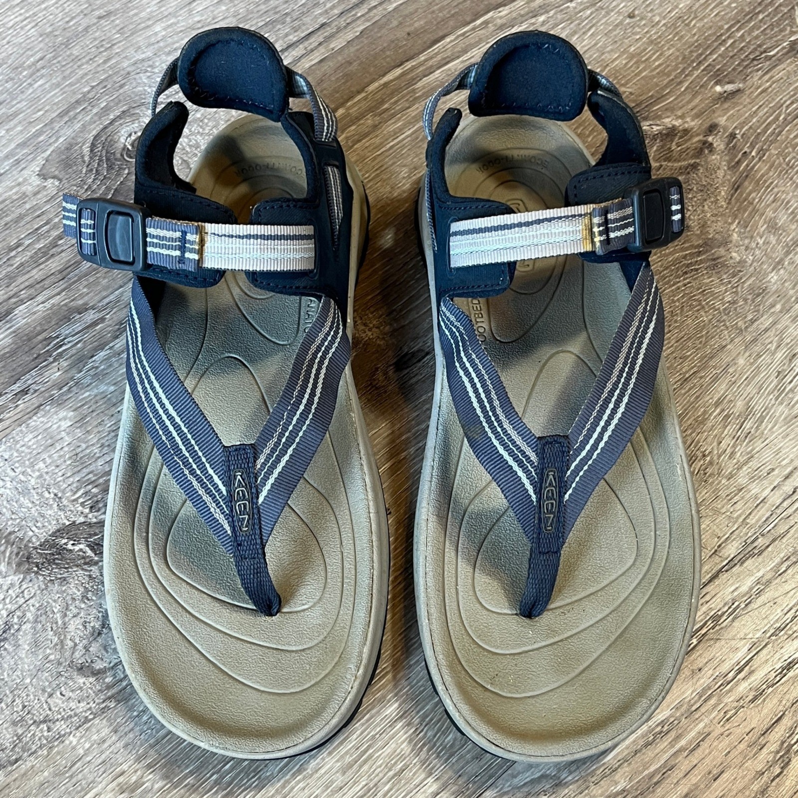 KEEN Terradora II Toe Post Sandals Womens Navy Blue Hiking Thong Buckle Strap