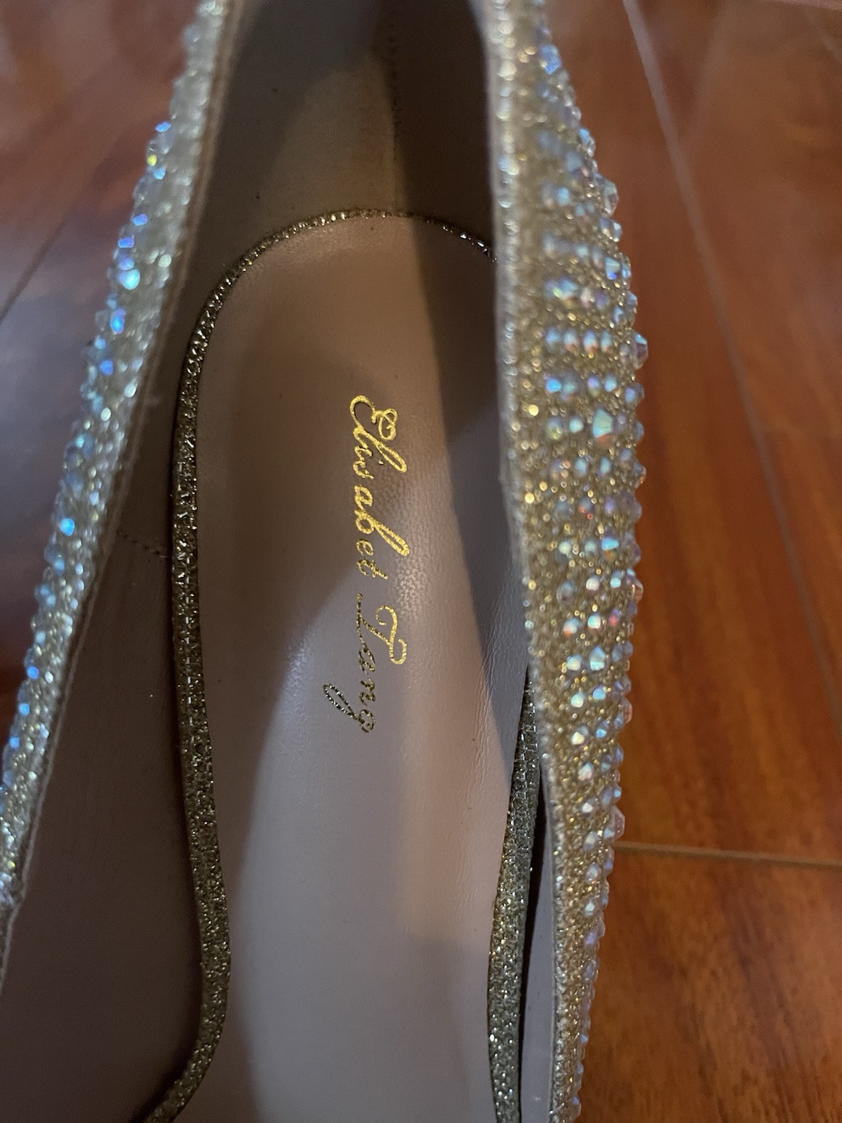 Elisabet Tang Women’s Size 9.5 Champagne Sparkle Rhinestone Covered Heels