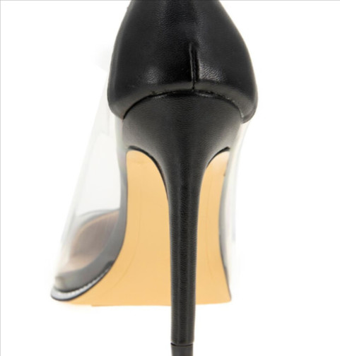 BCBGeneration Women’s Hanami Transparent Side Pointed Toe Heels, Black Size 5M