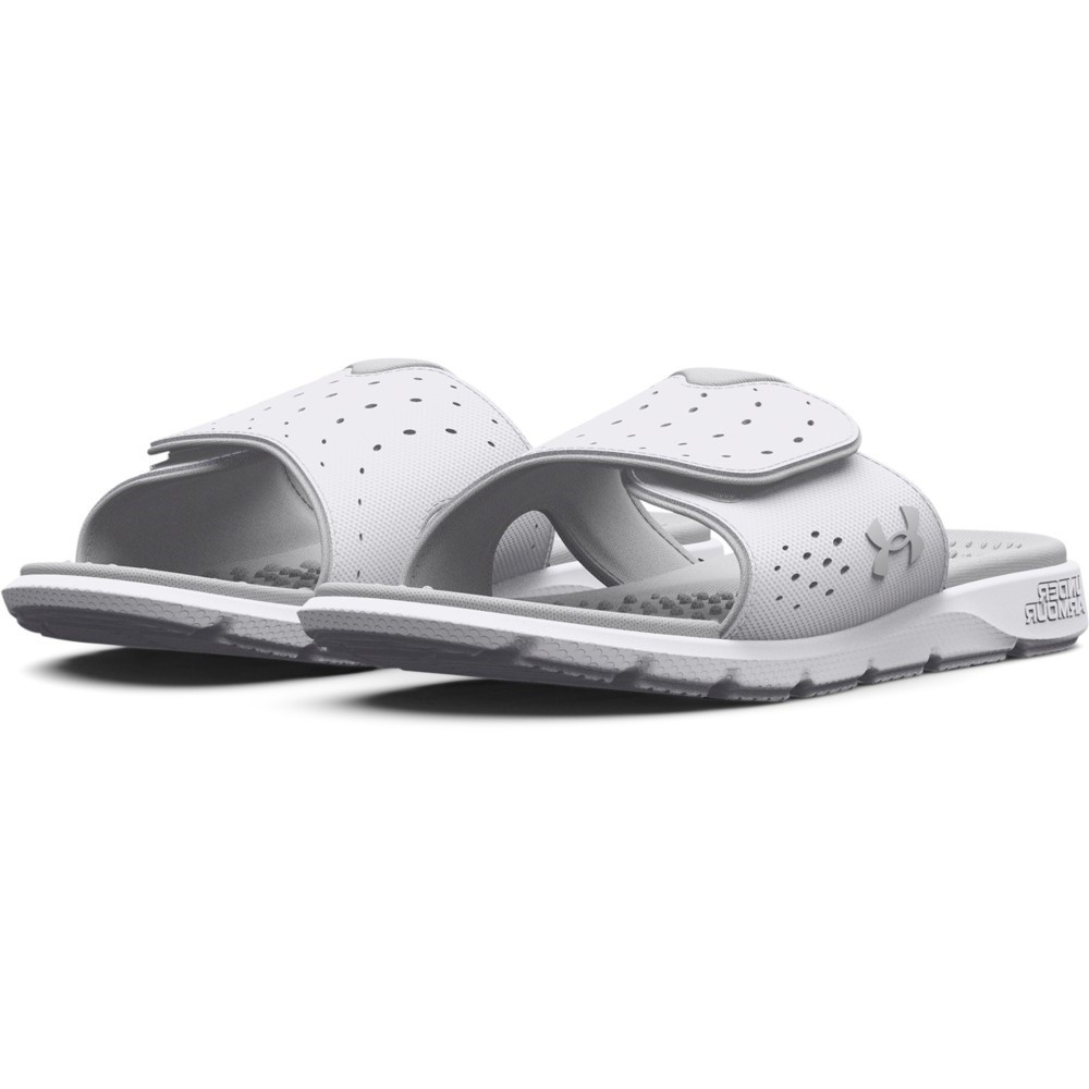 Under Armour 3026027 Women’s UA Ignite Pro Slides, White/Halo Gray, Size 10