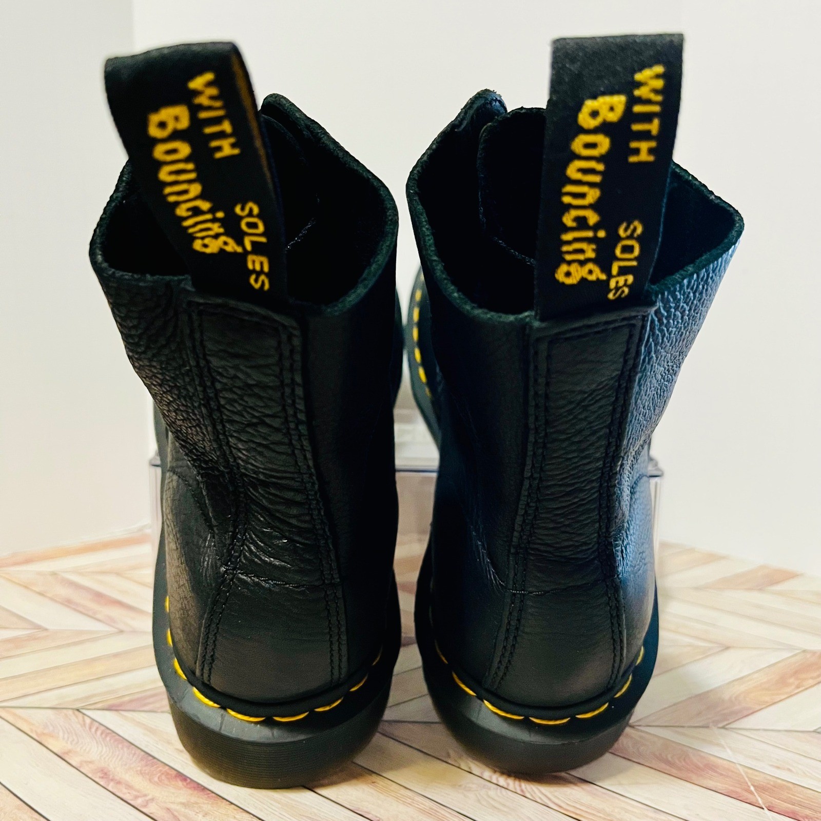 Dr Martens 1460 Pascal Black Virginia Leather Women 9 Men 8 Boots Goth Grunge