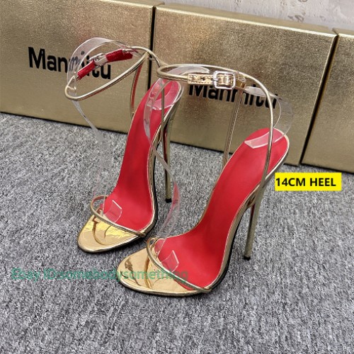 12/14/16CM Heeled Sandals Sexy Stage Show Party Summer Shoes Round Strap Black