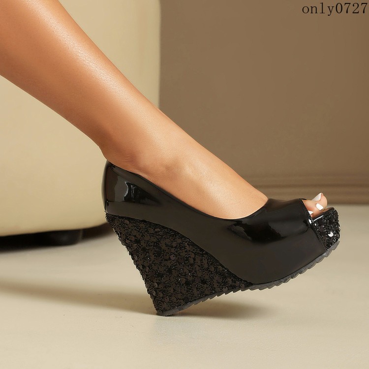 Women’s High Wedge Heel Platform Sequins Clubwear Sandals Shoes Wedding Fashion