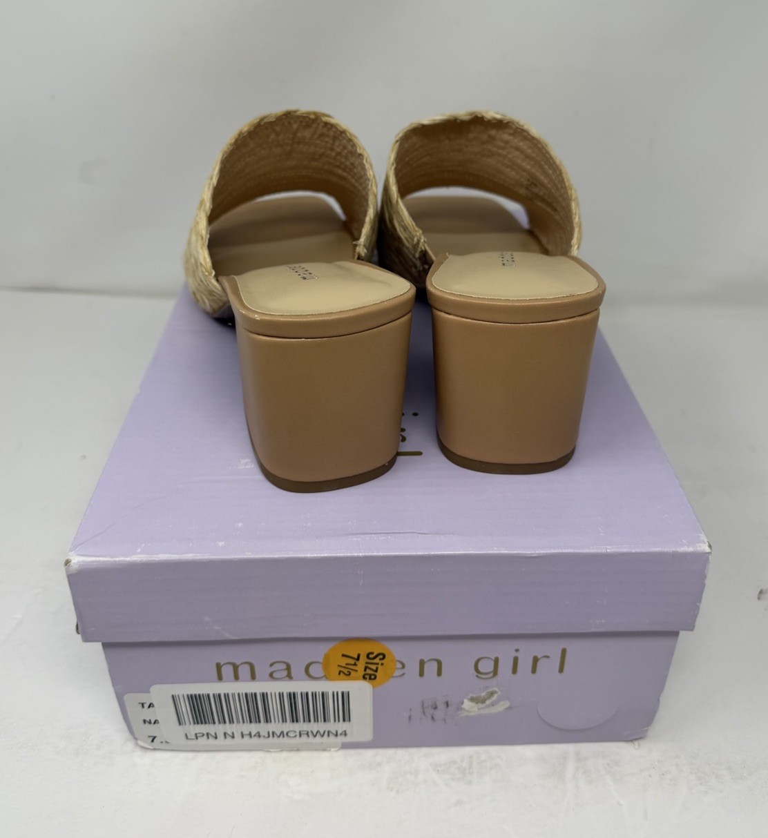 Madden Girl Women’s TAZ | Natural Raffia 2.75” Block Heel Sandal | Size 7.5