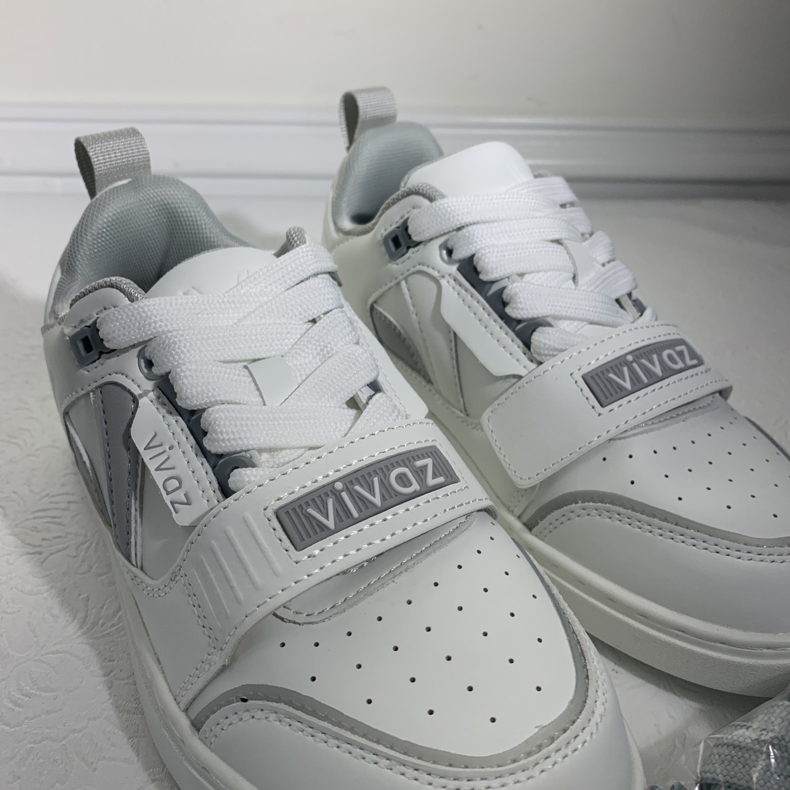 Vivaz White Silver Dance Lace Up Sneakers Unisex Men Women