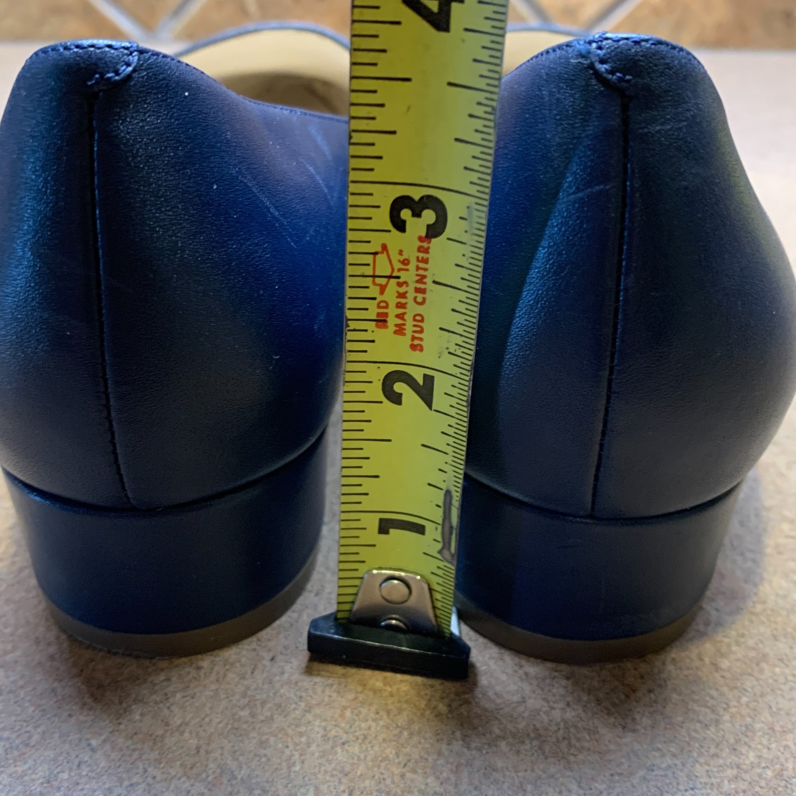 Cole Haan Camila Navy Blue Shoes SZ 8 B Woven Pointy Toe Leather Flat Loafers