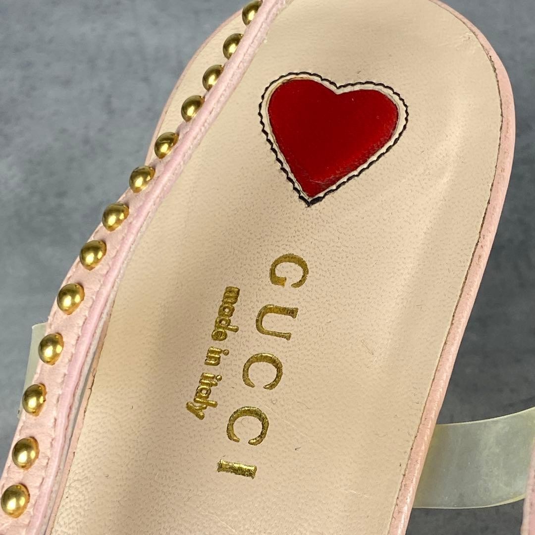 GUCCI Bamboo Slingback Pumps 23cm Baby Pink Leather High Heels