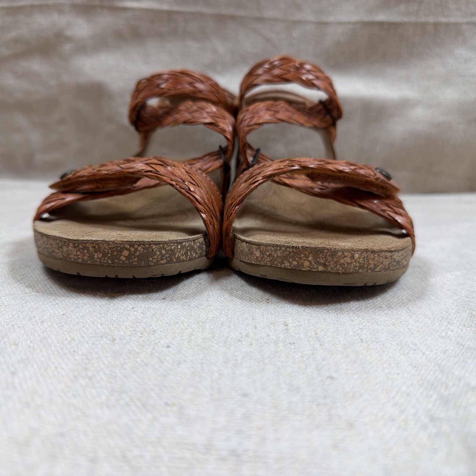 Taos Trulie Burnt Orange Woven Leather Braid Wedge Sandals Womens US 8-8.5 EU 39