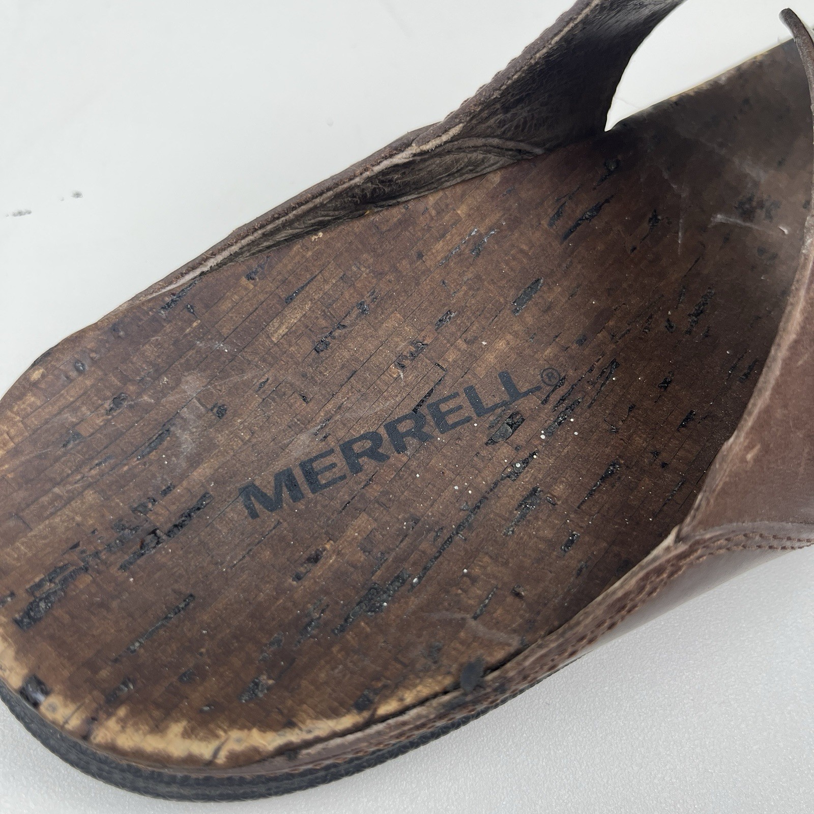 Merrell Women’s Brown Leather Thong Sandals Adjustable Buckle US 8