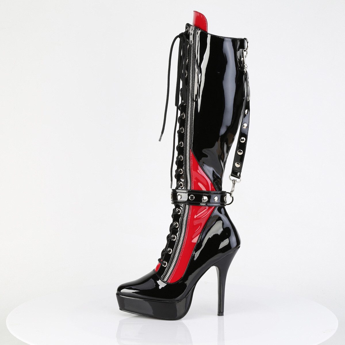 5″ Black Red Latex Stiletto Drag Queen Fetish Dominatrix Knee High Boots 14 15