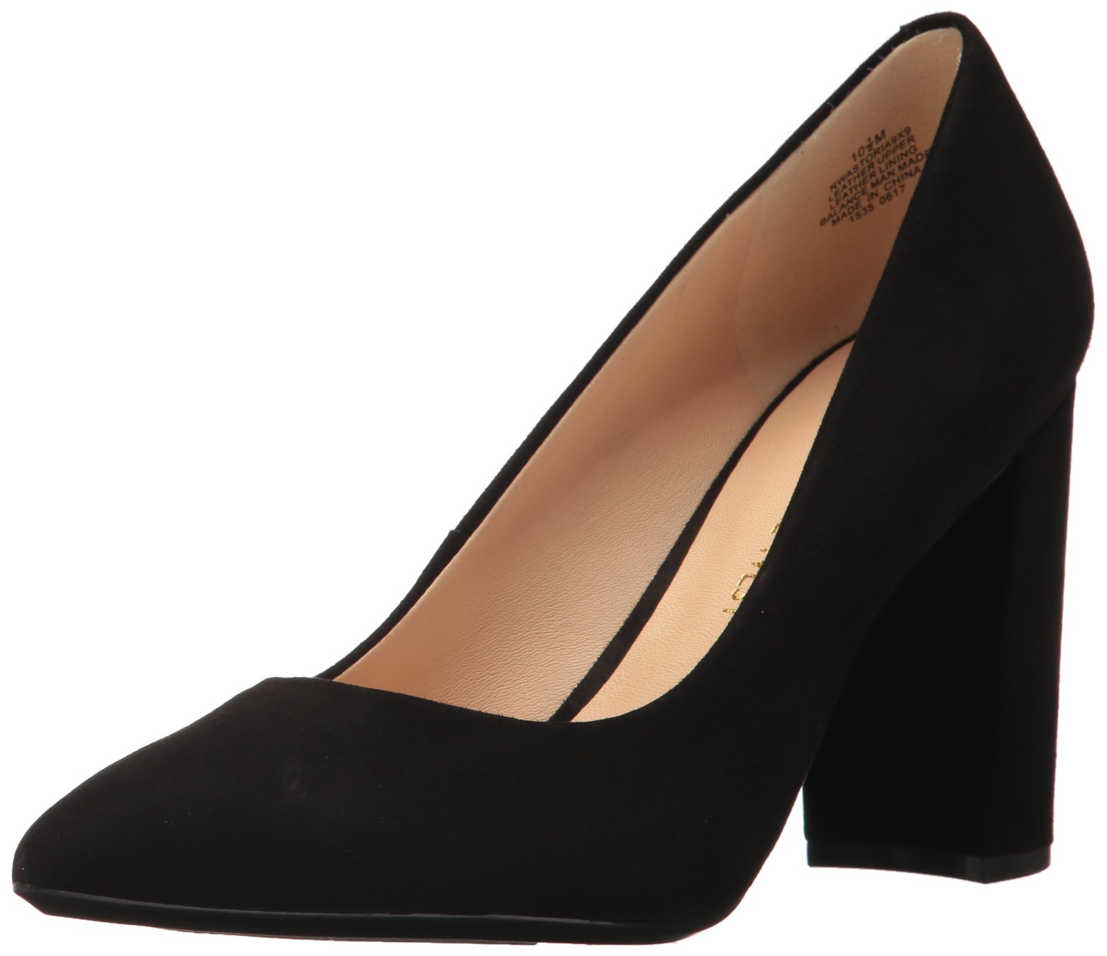 Nine West Astoria9x9 Block Heel Pump Black Suede 5.5 M