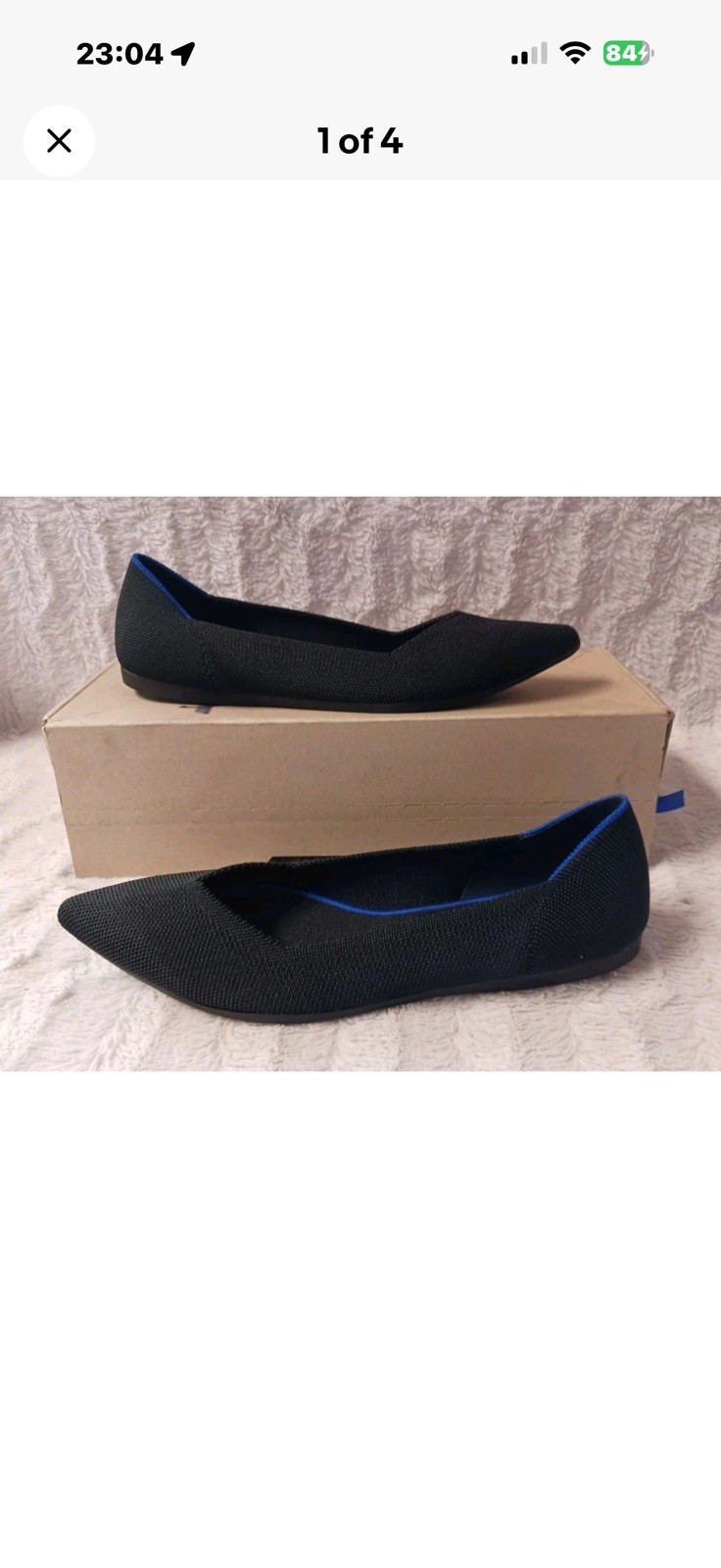 NEW Rothy’s The Point Flats Women’s Size 10 Black Solid Knit Shoes 002-110 NIB