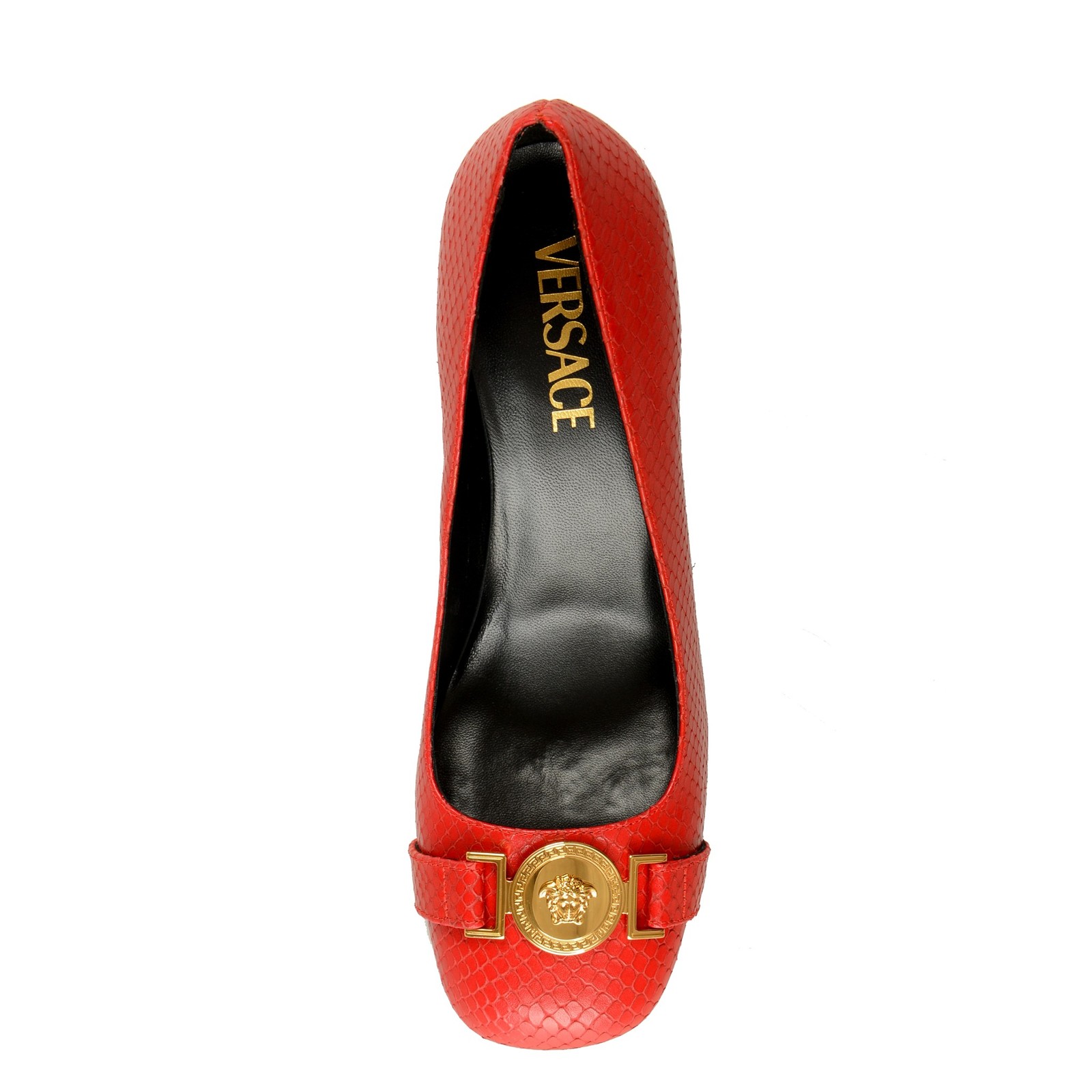 Versace Women’s Gold Medusa Red Leather High Heel Pump Shoes US 6 IT 36