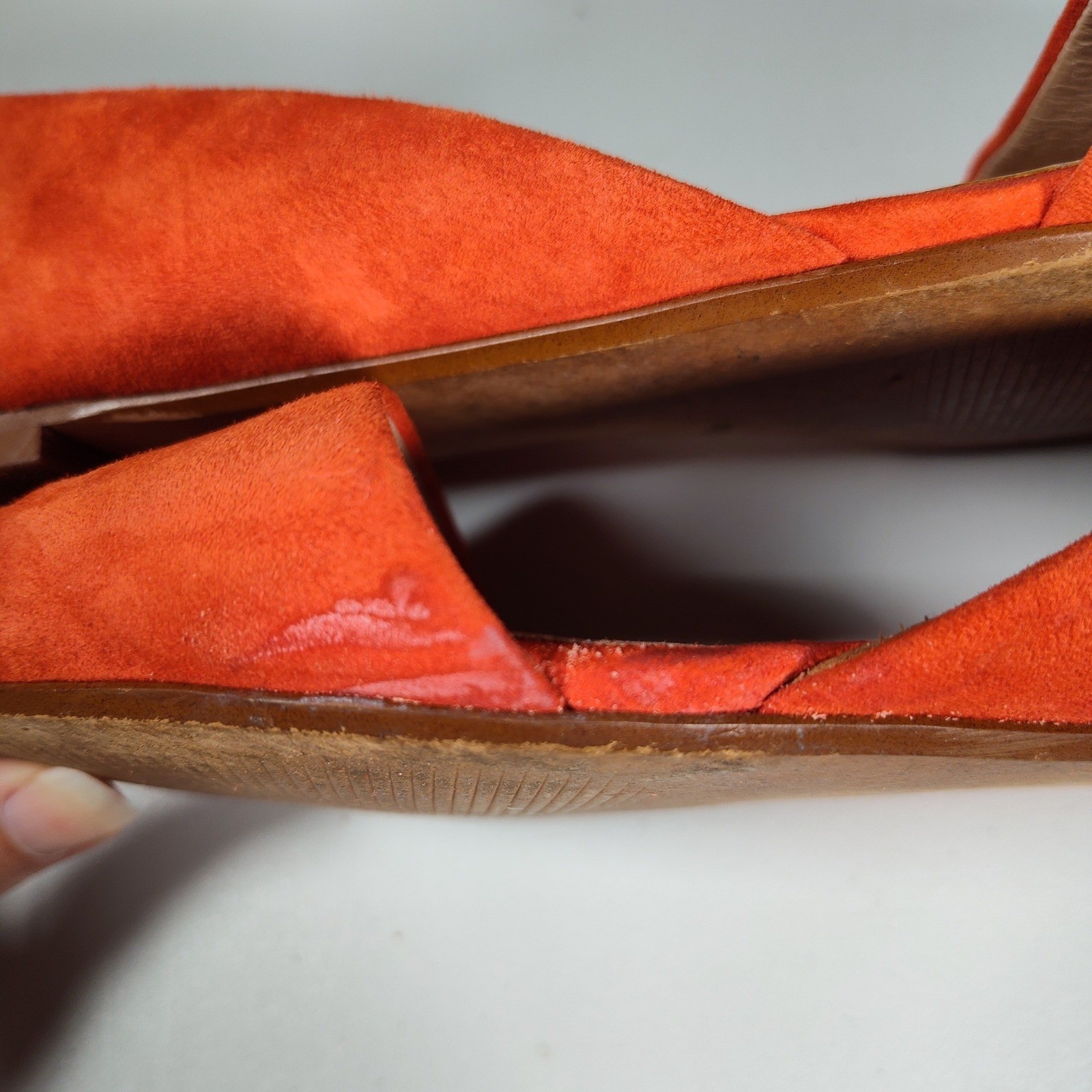 Madewell Lydia Orange Suede Pointed Toe d’Orsay Flats Shoes Womens 8.5