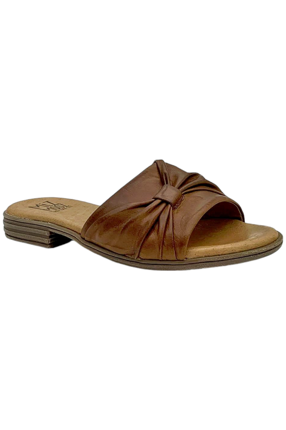 Miz Mooz Women’s Leather Ruched Slide Sandals Daisey Brandy