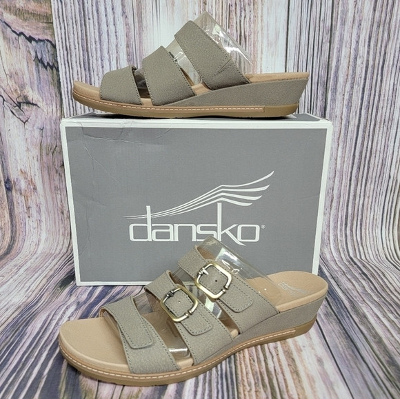 Dansko Allyson Stone Textured Nubuck Slide Sandal Adjustable Slide New 41 EU