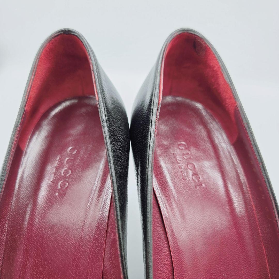 GUCCI Pointed Toe Pumps Size 36.5 Black Leather Elegant Design