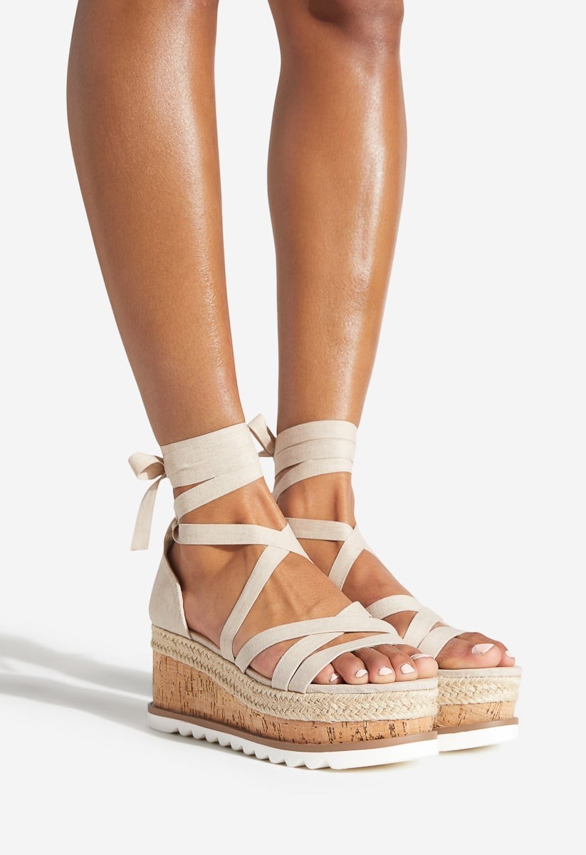 Shoedazzle Womens Tandice Linen Wedges size 10 New in Box
